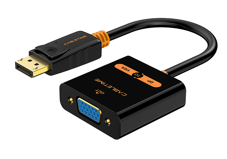 6975285502706.jpg CABLETIME αντάπτορας DisplayPort σε VGA CT-AV586-03G, 1080p/60Hz, μαύρος