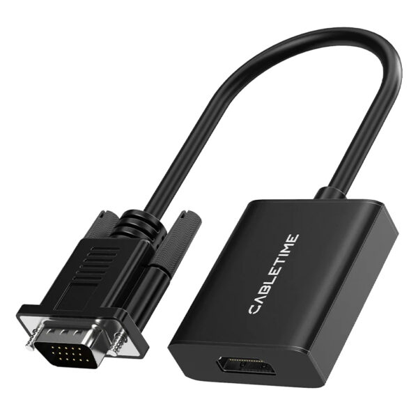CABLETIME αντάπτορας VGA σε HDMI CT-AV582-VGAH με 3.5mm & micro USB, 1080p/60Hz, μαύρος