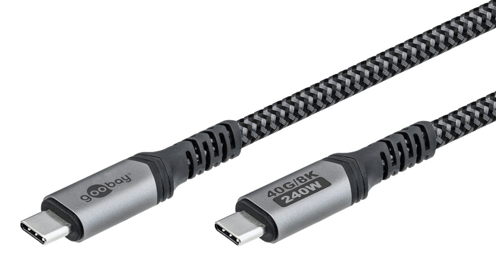 74210.jpg GOOBAY καλώδιο USB-C 74210, USB4, 240W, 40Gbps, 8K/60Hz, 0.50m, γκρι