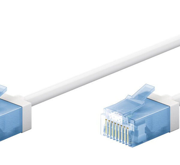 GOOBAY καλώδιο δικτύου 74244, CAT 6A U/UTP, ultra slim, copper, 500MHz, 0.15m, λευκό