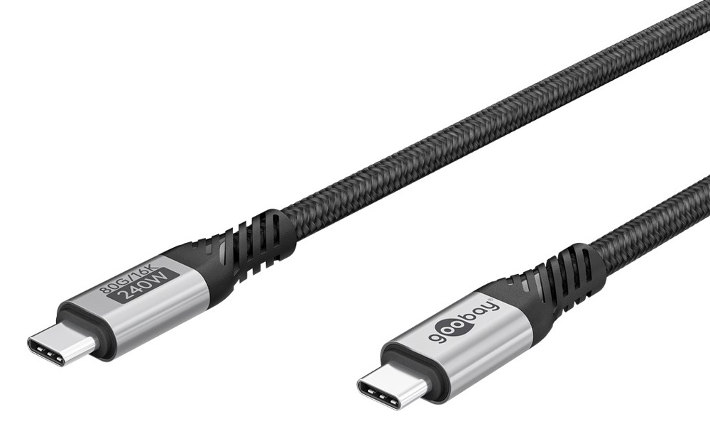 74776.jpg GOOBAY καλώδιο USB-C 74776, USB4, 240W, 80Gbps, 16K/60Hz, 1.5m, μαύρο