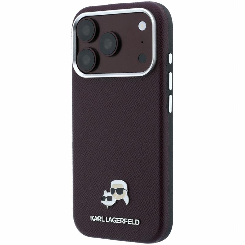 Θήκη PU Karl Lagerfeld Magsafe Apple iPhone 18 Pro Max/ 17 Pro Max Grained Leather Karl & Choupette Heads Μπορντώ