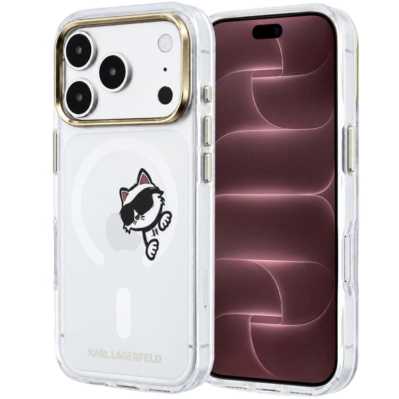 Θήκη PC/TPU Karl Lagerfeld Magsafe Apple iPhone 18 Pro Max/ 17 Pro Max IML Peekaboo Print & Metal Frame Choupette Διάφανο