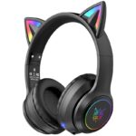 Ασύρματα Ακουστικά Κεφαλής Onikuma B90 Gaming με Αυτιά Γάτας RGB Μαύρο