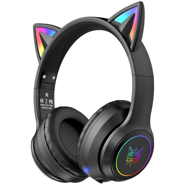 Ασύρματα Ακουστικά Κεφαλής Onikuma B90 Gaming με Αυτιά Γάτας RGB Μαύρο