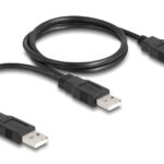 DELOCK καλώδιο USB σε 2x USB 80000, 480Mbps, 70cm, μαύρο