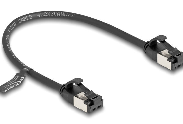 DELOCK καλώδιο δικτύου 80181, CAT 8.1 U/FTP, 40Gbps, εύκαμπτο, 0.25m, μαύρο