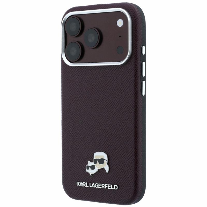 Θήκη PU Karl Lagerfeld Magsafe Apple iPhone 18 Pro/ 17 Pro Grained Leather Karl & Choupette Heads Μπορντώ