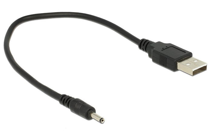 83793.jpg DELOCK καλώδιο USB σε DC 3.0 x 1.1mm 83793, 27cm, μαύρο