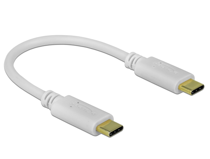 85357.jpg DELOCK καλώδιο USB-C 85357, 100W PD, 5A, 15cm, E-Marker, λευκό