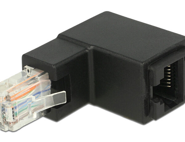 DELOCK αντάπτορας RJ45 86424, CAT 6 UTP, γωνιακός 90°, μαύρος