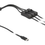 DELOCK καλώδιο USB Type-C σε 3x DC 5.5 x 2.1mm 86801, 1m, μαύρο