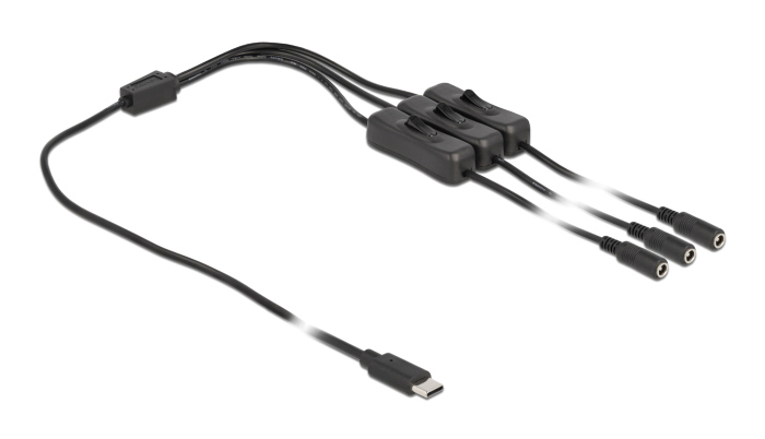 86801.jpg DELOCK καλώδιο USB Type-C σε 3x DC 5.5 x 2.1mm 86801, 1m, μαύρο