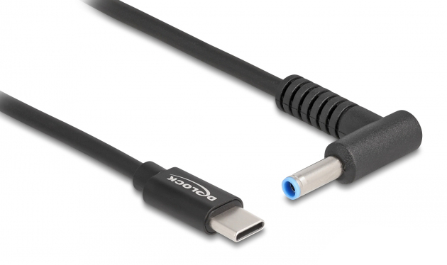 DELOCK καλώδιο τροφοδοσίας laptop 87971, USB-C σε HP 4.5x3.0mm, 1.5m, μαύρο