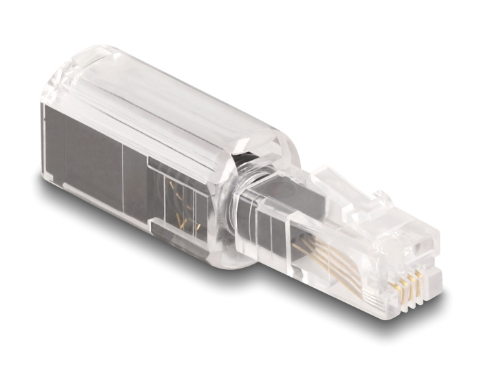 88168.jpg DELOCK βύσμα τηλεφώνου RJ10 88168, 360° περιστρεφόμενο, διάφανο-μαύρο