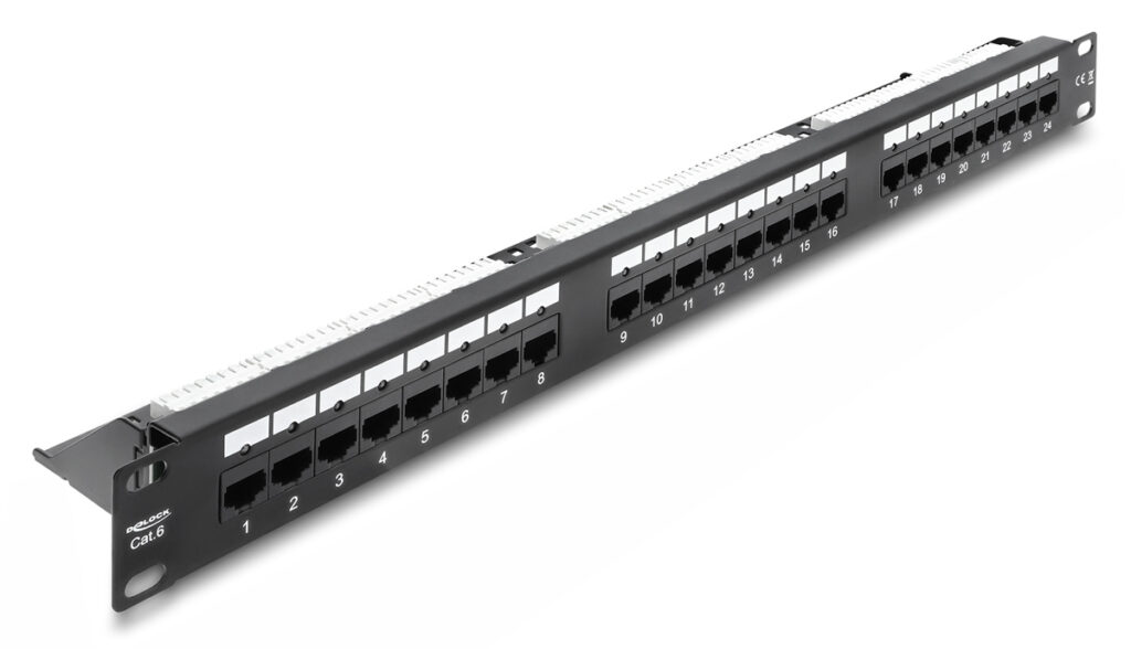 DELOCK patch panel 91087 για rack 19", 1U, 24 θυρών, CAT 6 UTP, με LED, μαύρο