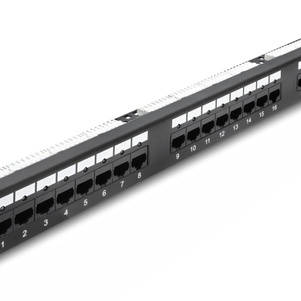 DELOCK patch panel 91087 για rack 19", 1U, 24 θυρών, CAT 6 UTP, με LED, μαύρο