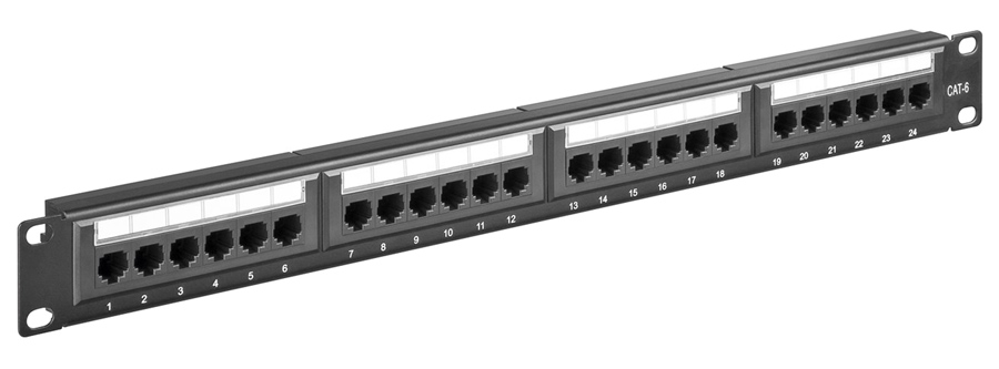 93866.jpg GOOBAY patch panel 93866 19"/1U, 24x ports, CAT 6 UTP, μαύρo
