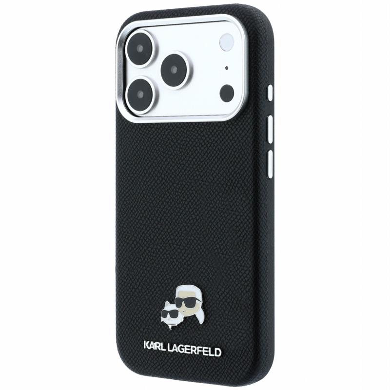 Θήκη PU Karl Lagerfeld Magsafe Apple iPhone 18 Pro/ 17 Pro Grained Leather Karl & Choupette Heads Μαύρο