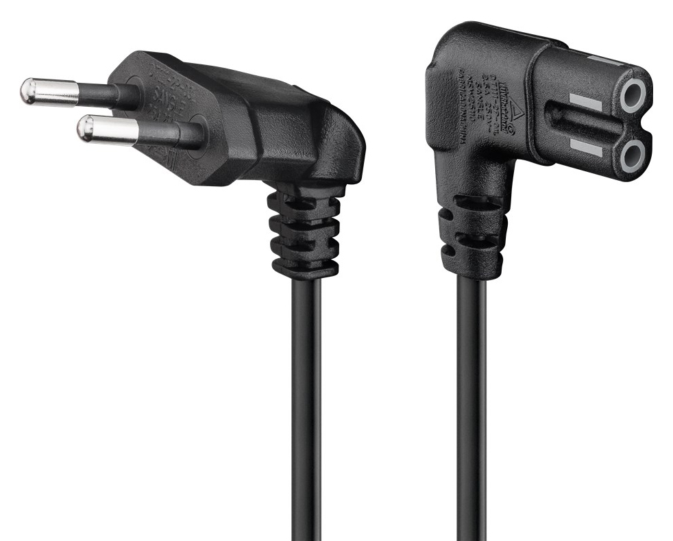 97354.jpg GOOBAY καλώδιο τροφοδοσίας Euro 97354, γωνιακό, 2x0.75 mm², 3m, μαύρο