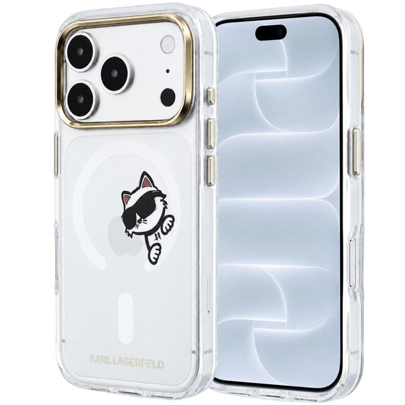 Θήκη PC/TPU Karl Lagerfeld Magsafe Apple iPhone 18 Pro/ 17 Pro IML Peekaboo Print & Metal Frame Choupette Διάφανο