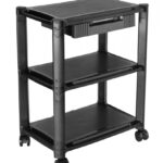 BRATECK ραφιέρα δαπέδου AMS-5L με ροδάκια, 3 ράφια, 50x33x63.5cm, έως 10kg, μαύρη