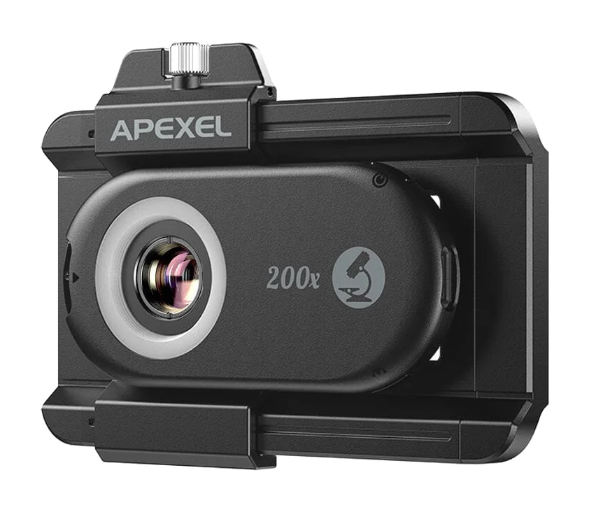 APEXEL φακός μικροσκόπιο για smartphone APL-MS200, 200x zoom, LED/UV