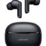 USAMS earphones με θήκη φόρτισης E05, True Wireless, BT 6.0, μαύρα