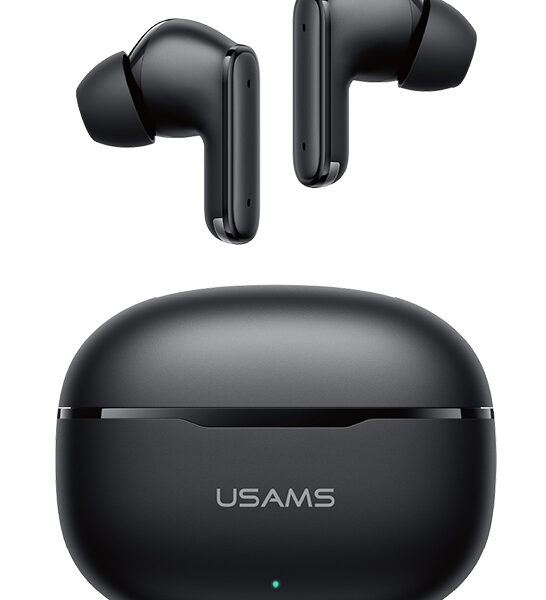 USAMS earphones με θήκη φόρτισης E05, True Wireless, BT 6.0, μαύρα