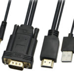 POWERTECH καλώδιο HDMI & USB σε VGA & 3.5mm CAB-H111, 1080p, 5m, μαύρο