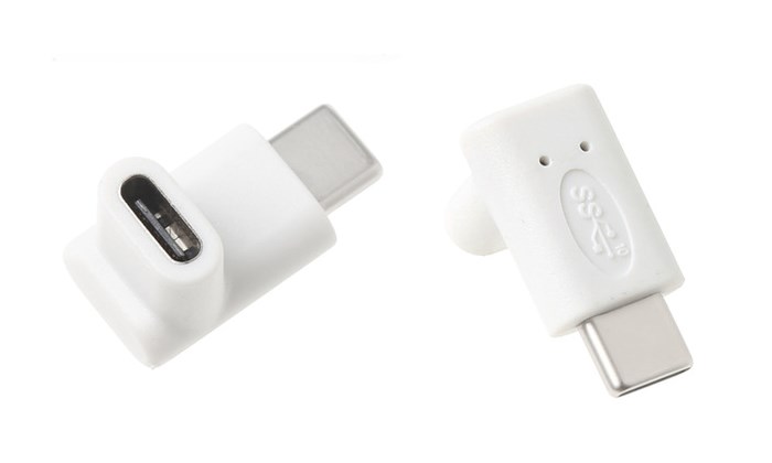 POWERTECH αντάπτορας USB-C αρσενικό σε θηλυκό CAB-U099, 90°, λευκός
