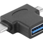POWERTECH αντάπτορας USB σε USB-C & Micro USB CAB-U117, 5Gbps, μαύρος