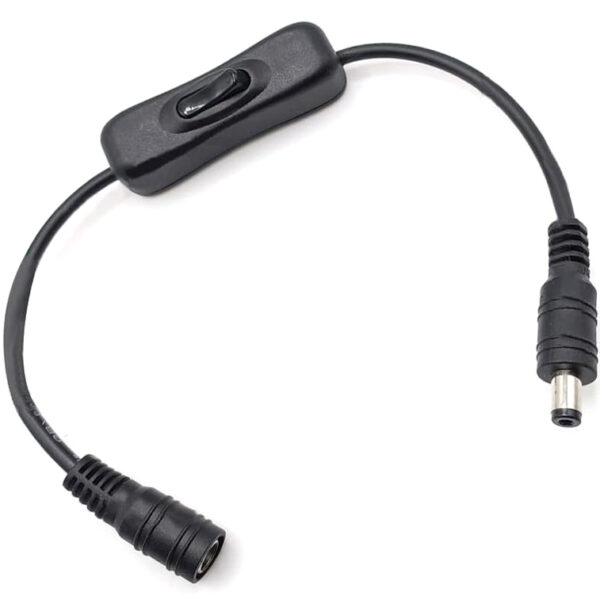 POWERTECH καλώδιο/διακόπτης τροφοδοσίας CAB-U158, 5.5x2.1mm, 30cm, μαύρο