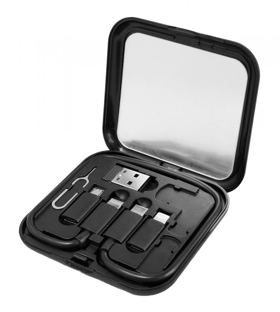 CAB-U162.jpg POWERTECH all in one κιτ φόρτισης με καλώδιο & αντάπτορες CAB-U162, 60W, 30cm, μαύρο