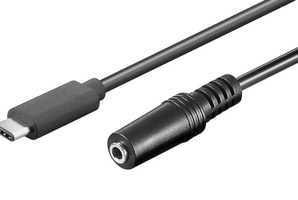 POWERTECH καλώδιο USB-C σε 3.5mm CAB-UC059 αρσενικό σε θηλυκό, 1m, μαύρο