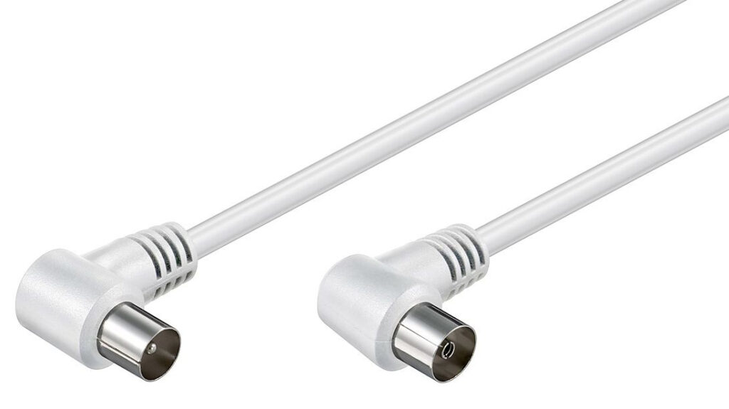 POWERTECH καλώδιο κεραίας RF αρσενικό - RF θηλυκό CAB-V003, γωνιακό, λευκό, 1.5m