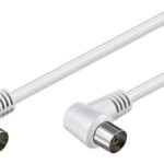 POWERTECH καλώδιο κεραίας RF αρσενικό - RF θηλυκό CAB-V003, γωνιακό, λευκό, 1.5m