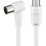 POWERTECH καλώδιο κεραίας RF αρσενικό - RF θηλυκό CAB-V040, γωνιακό, λευκό, 1.5m