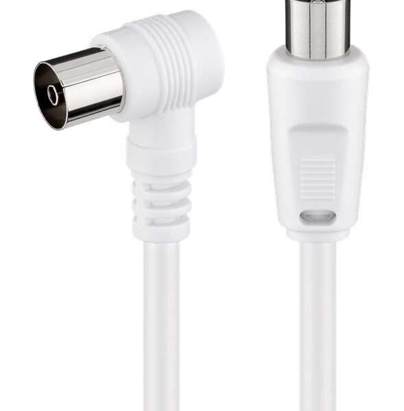 POWERTECH καλώδιο κεραίας RF αρσενικό - RF θηλυκό CAB-V040, γωνιακό, λευκό, 1.5m