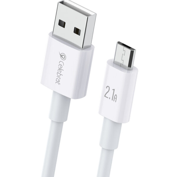 CELEBRAT καλώδιο Micro USB σε USB CB-24M, 2.1A, 1.2m, λευκό