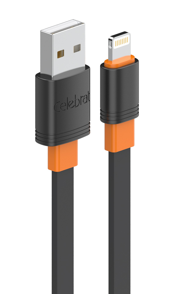 CB-33A-L-BK.jpg CELEBRAT καλώδιο Lightning σε USB CB-33L, flat, 2.4A, 1m, μαύρο