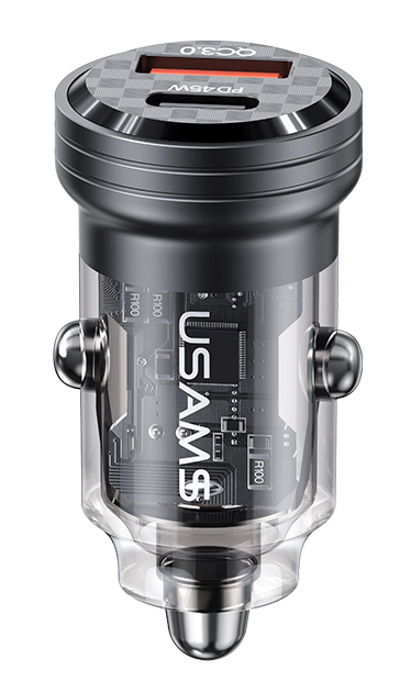CC175CC01.jpg USAMS φορτιστής αυτοκινήτου US-CC175, USB & USB-C, 45W, QC & PD, μαύρος