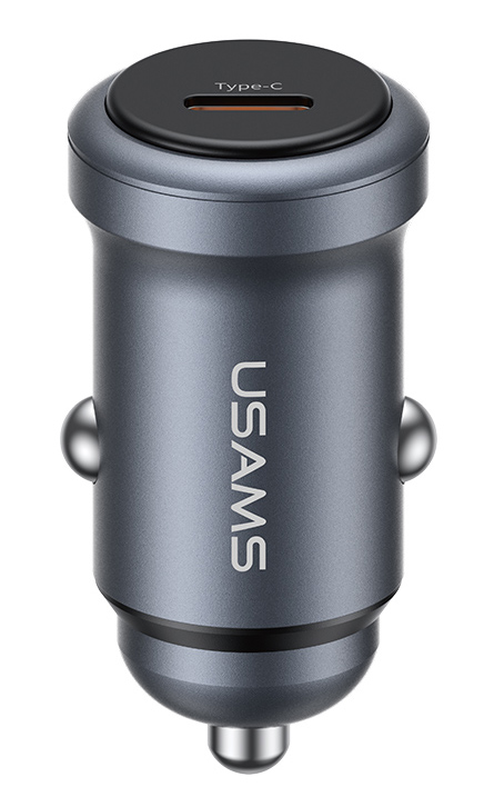 CC321CC01.jpg USAMS φορτιστής αυτοκινήτου CC321, USB-C, 30W, γκρι