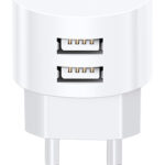 USAMS φορτιστής τοίχου T20, 2x USB, 2.1A, λευκός