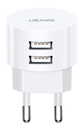 CC80TC01.jpg USAMS φορτιστής τοίχου T20, 2x USB, 2.1A, λευκός