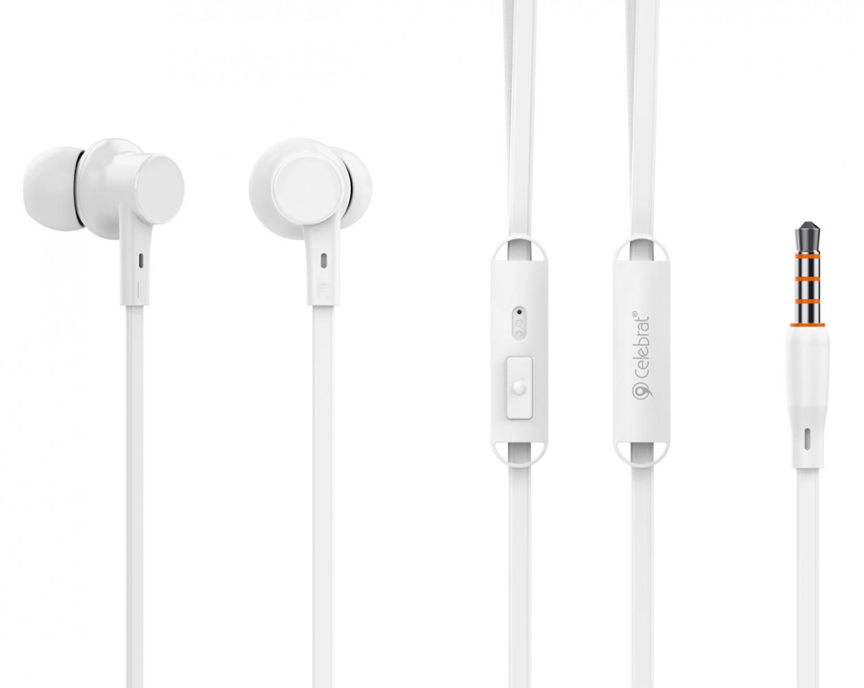 CL-G19-WH.jpg CELEBRAT earphones με μικρόφωνο G19, 3.5mm σύνδεση, Φ10mm, 1.2m, λευκά