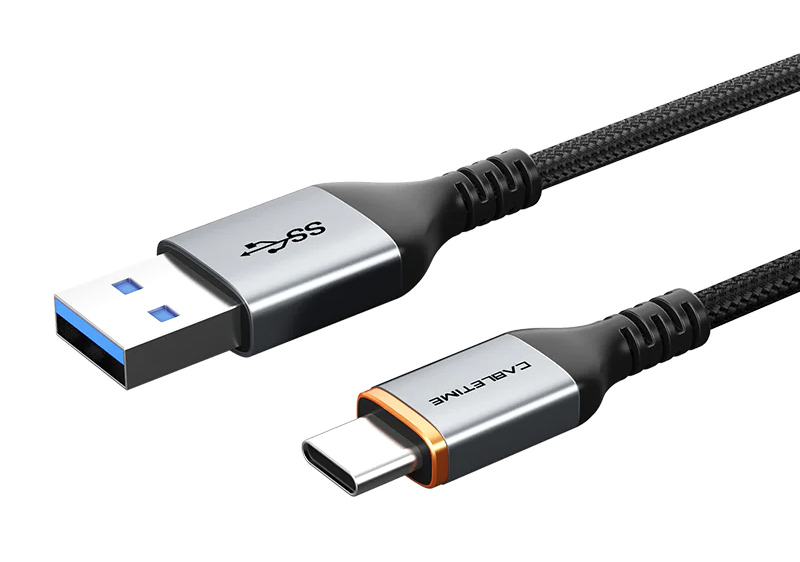CT-AMCMG1-AG1.jpg CABLETIME καλώδιο USB-C σε USB CT-AMCMG1, 3A, 5Gbps, 1m, μαύρο