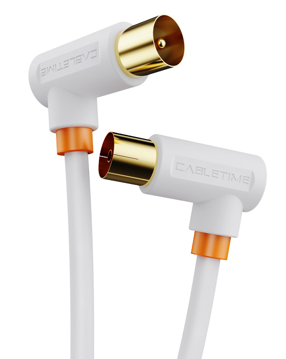 CT-AV101-10-W2.jpg CABLETIME καλώδιο κεραίας CT-AV101-10, γωνιακό, 75 Ohm, 2m, λευκό
