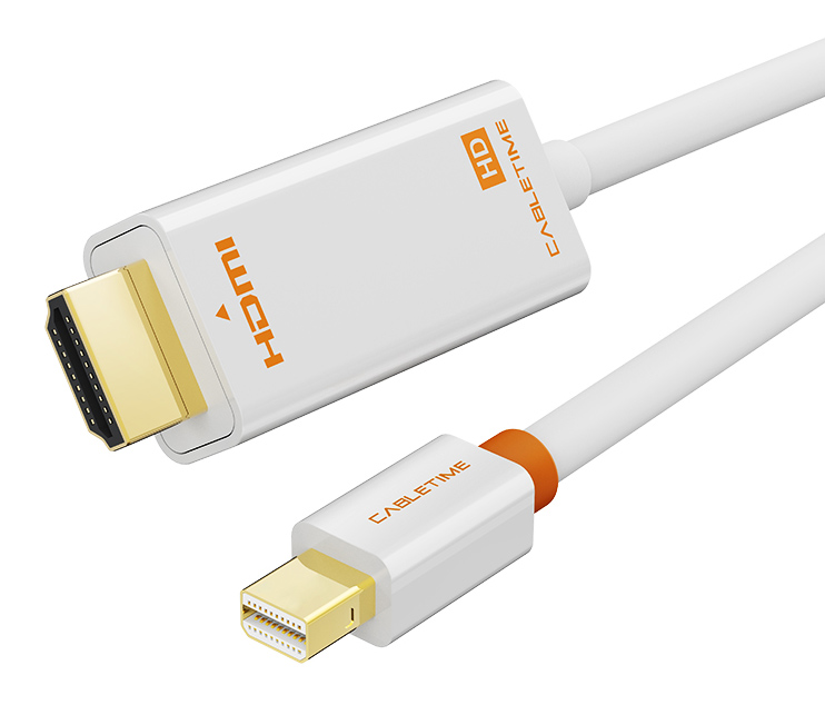 CT-AV588-03G-W1.jpg CABLETIME καλώδιο mini DisplayPort σε HDMI CT-AV588-03G, 1080p/60Hz, 1m, λευκό