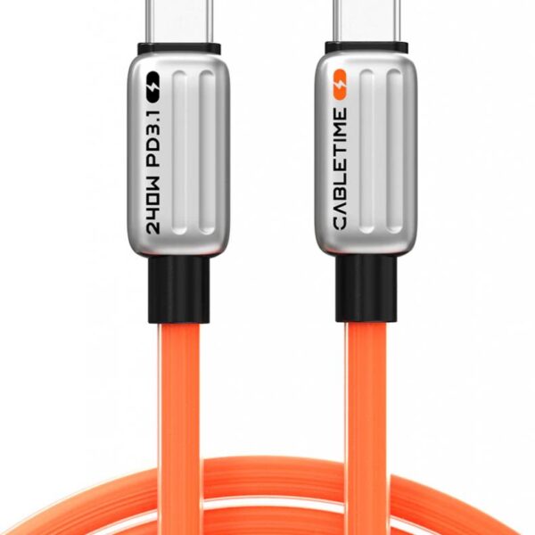 CABLETIME καλώδιο USB-C CT-CM240-ZSO2, 240W, 480Mbps, 2m, πορτοκαλί